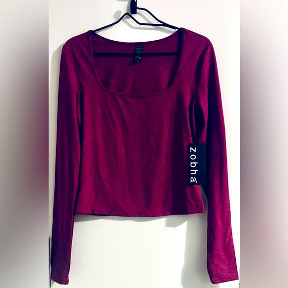 NWT Zobha Women’s Long Sleeve Crop Top ~ Size Large - Picture 1 of 2